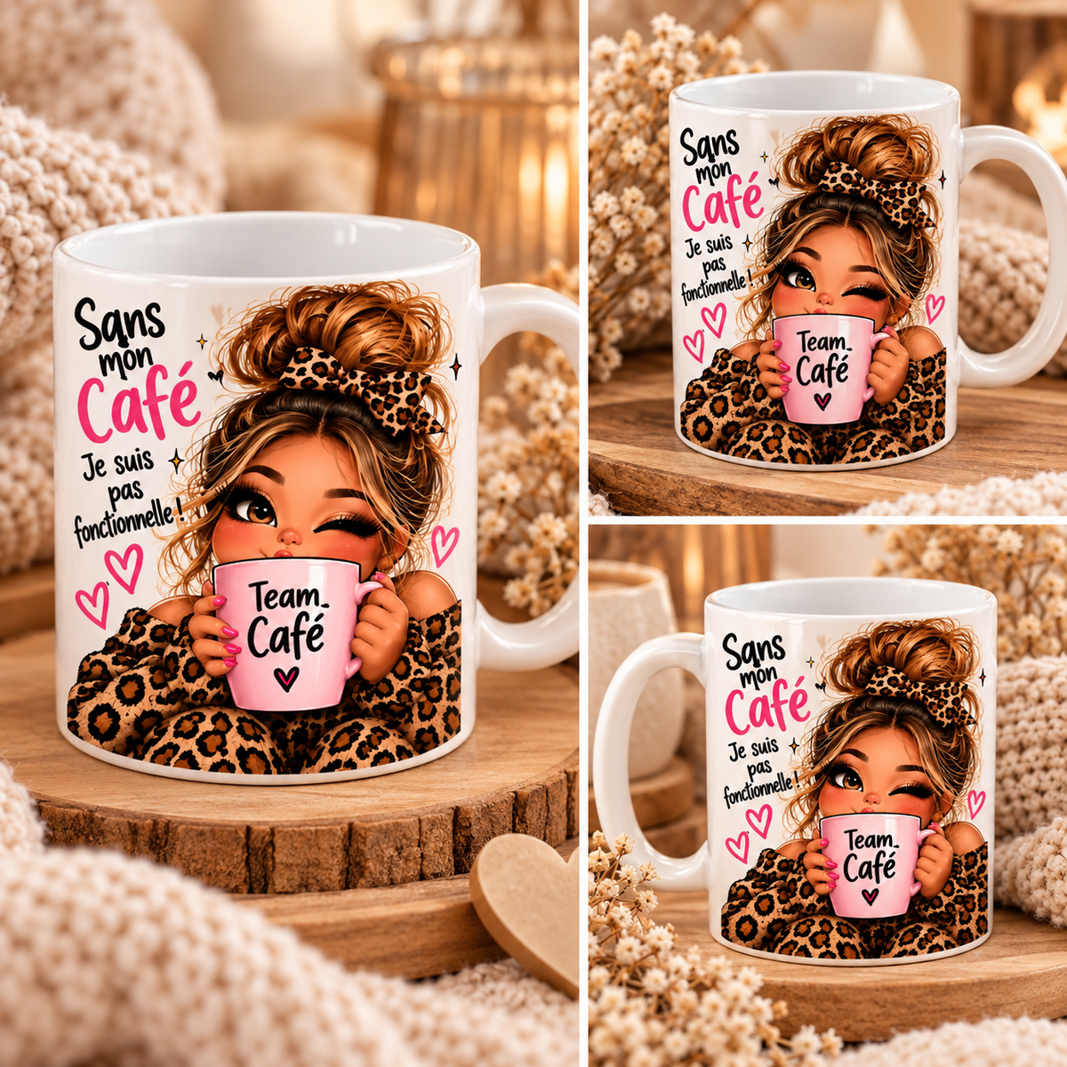 Tasse Team Café – Sans mon café, je ne suis pas fonctionnelle !