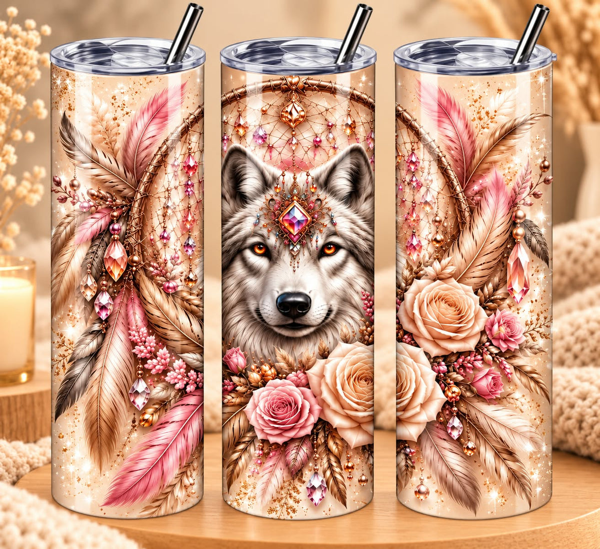 Gourde - Tumbler Attrape-Rêve Loup 600 Ml