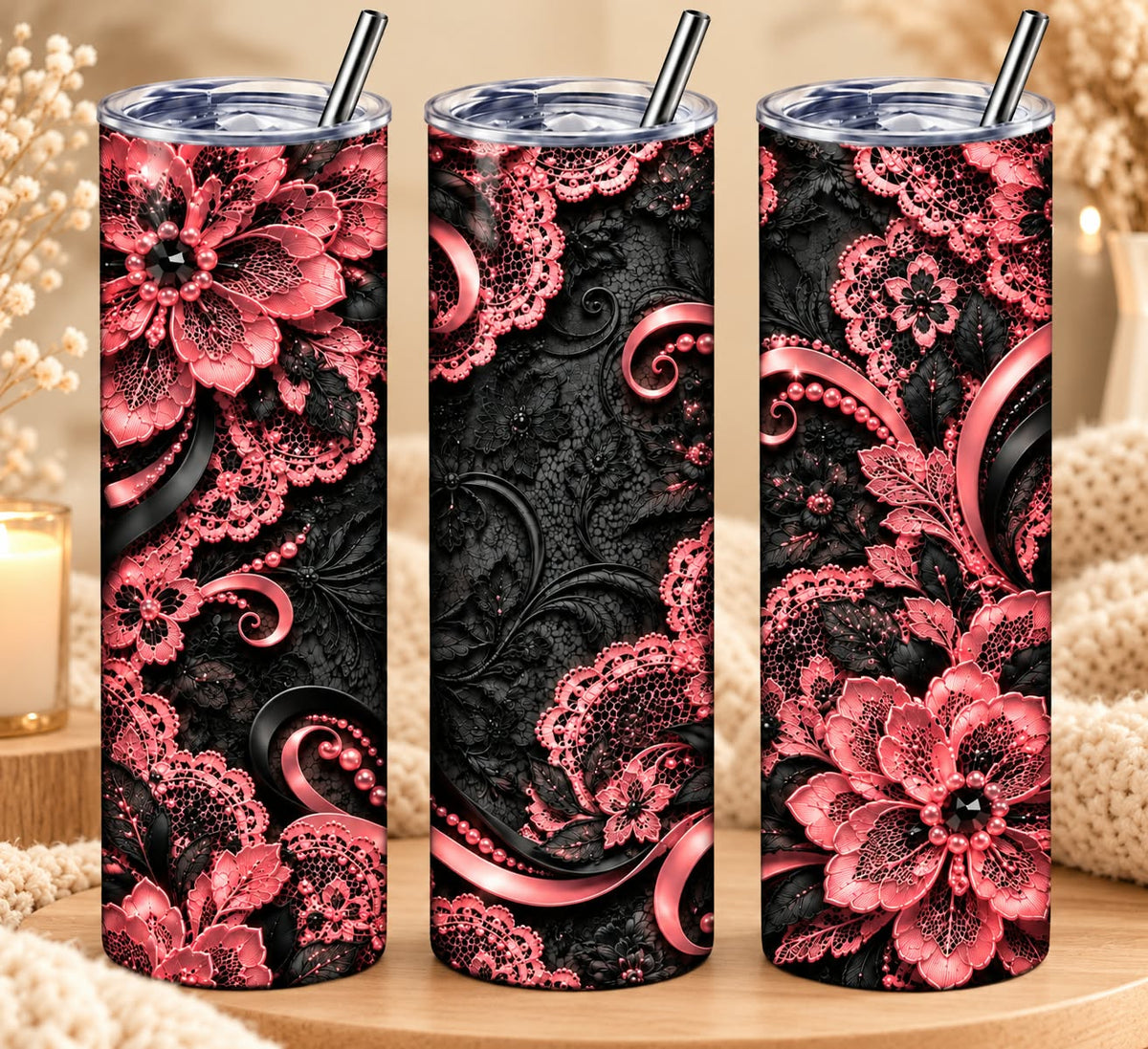 Gourde Tumbler - Rose Glamour 600 Ml